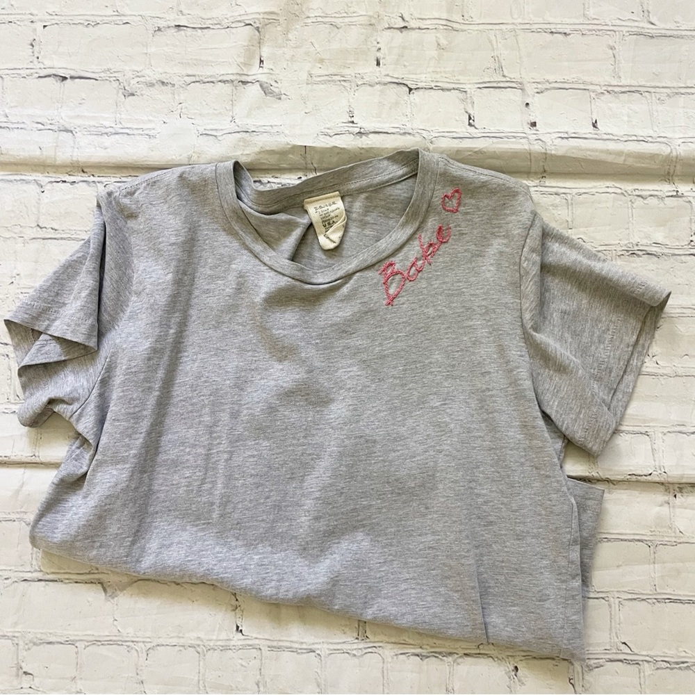 I Stole My Boyfriends Gray Custom Embroidered Tee with Pink Babe